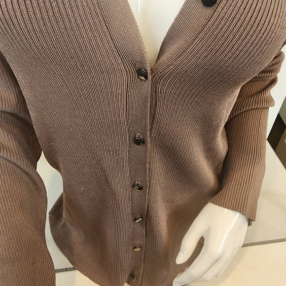 ANN TAYLOR NWTO,BEAUTIFUL BROWNISH/ DARK TAUPE DRESSY CARDIGAN SIZE XL